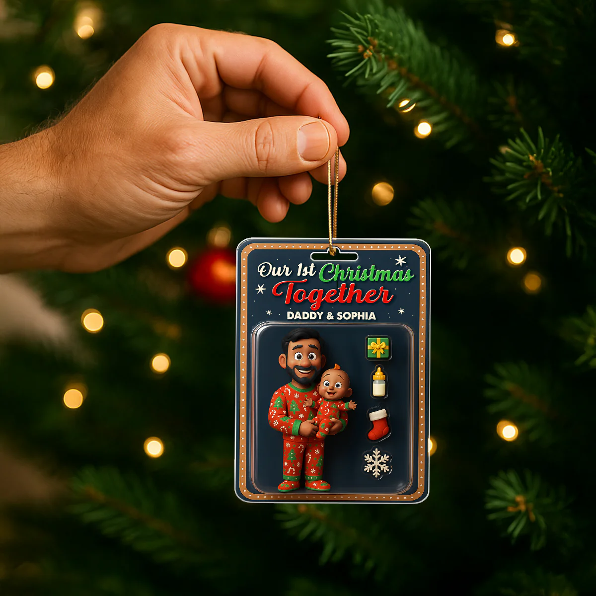 Our 1st Christmas Together Daddy & Baby Personalized Acrylic Ornament, 2025 Thoughtful Christmas Gift for New Dad - Image 2