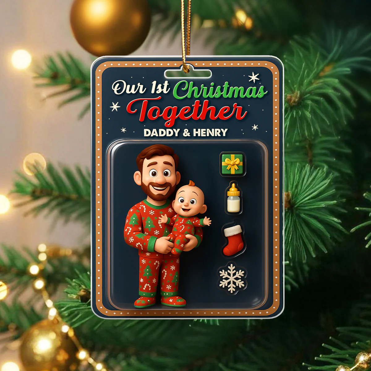 Our 1st Christmas Together Daddy & Baby Personalized Acrylic Ornament, 2025 Thoughtful Christmas Gift for New Dad - Image 3