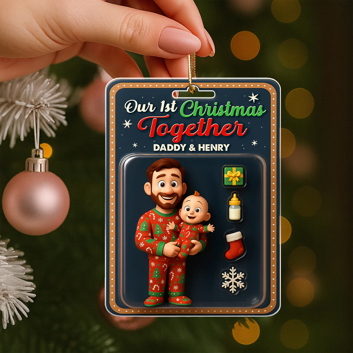 Our 1st Christmas Together Daddy & Baby Personalized Acrylic Ornament, 2025 Thoughtful Christmas Gift for New Dad - Image 4