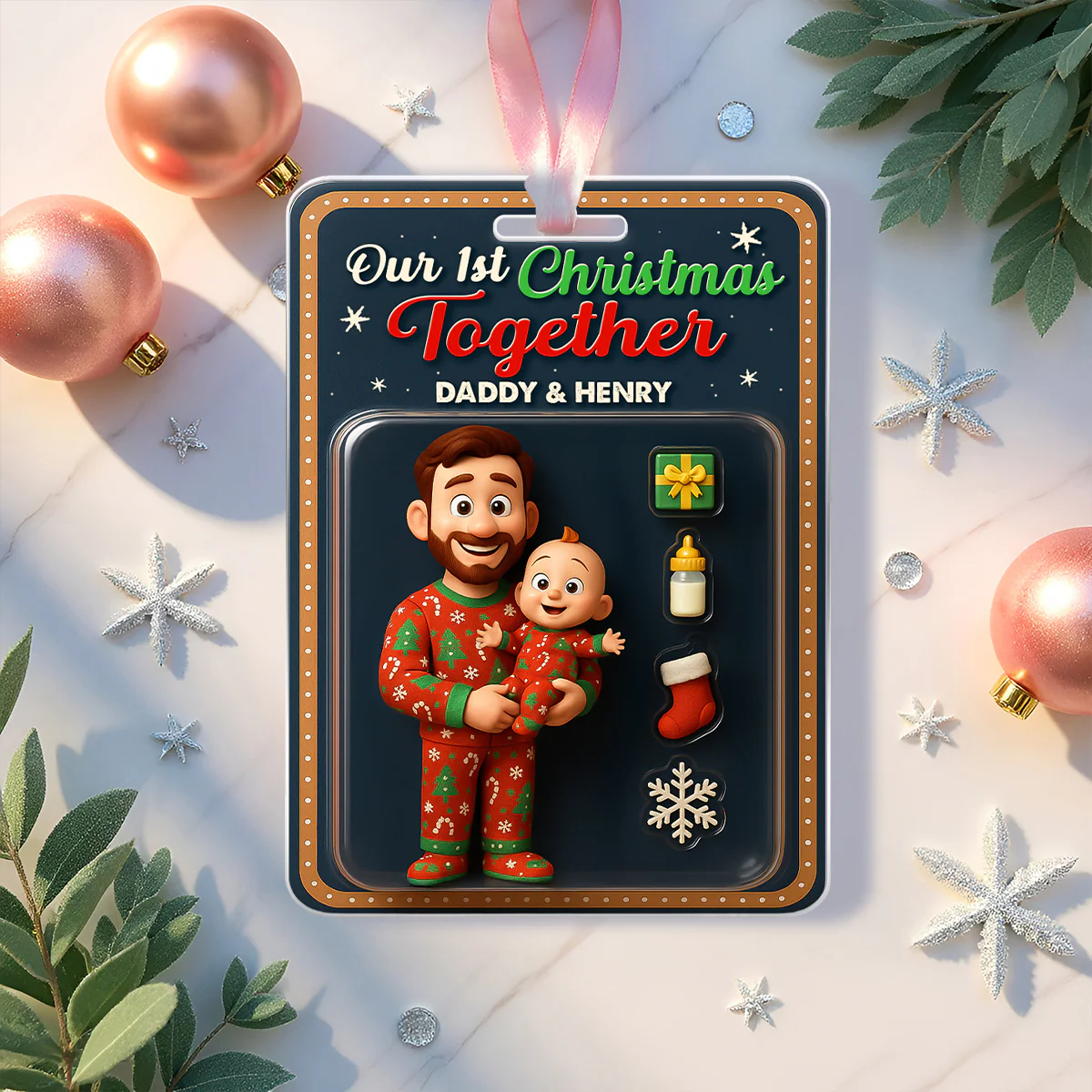 Our 1st Christmas Together Daddy & Baby Personalized Acrylic Ornament, 2025 Thoughtful Christmas Gift for New Dad - Image 6