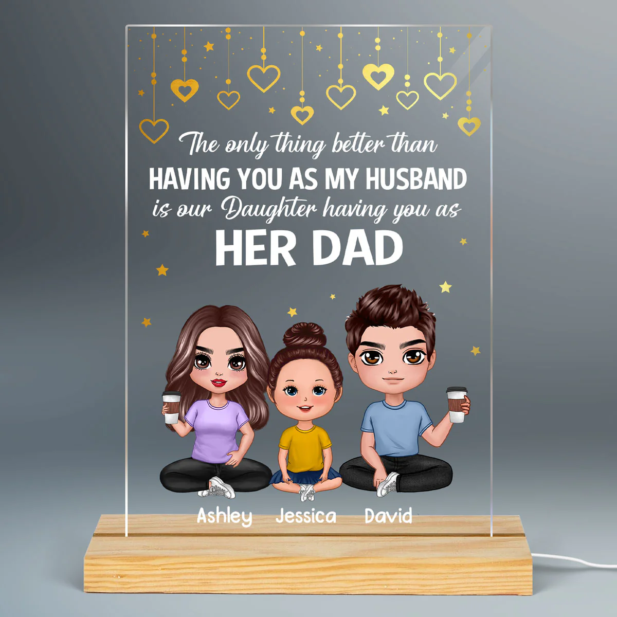 Our Children Having You As Daddy Personalized Rectangle LED Night Light - Image 2