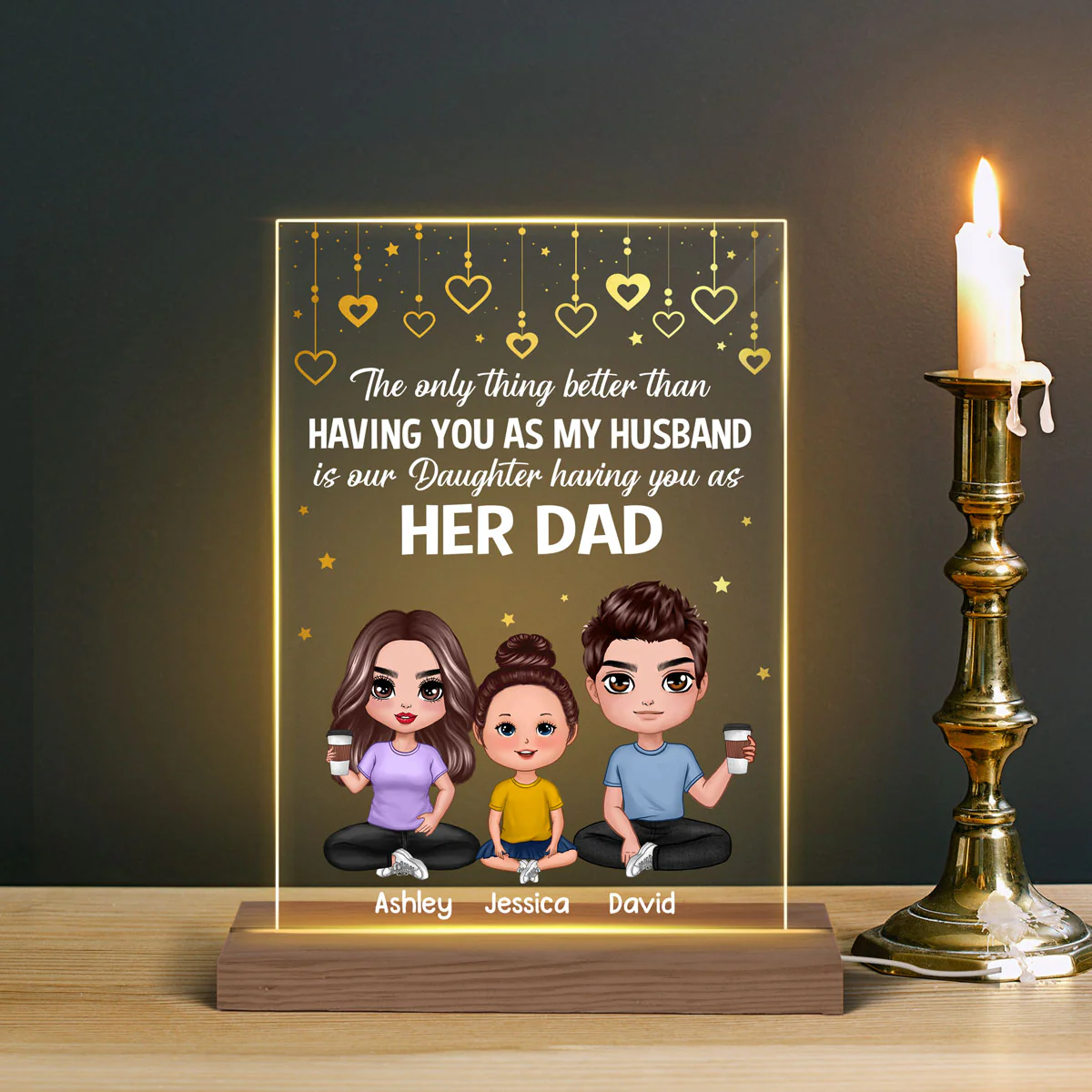 Our Children Having You As Daddy Personalized Rectangle LED Night Light - Image 3