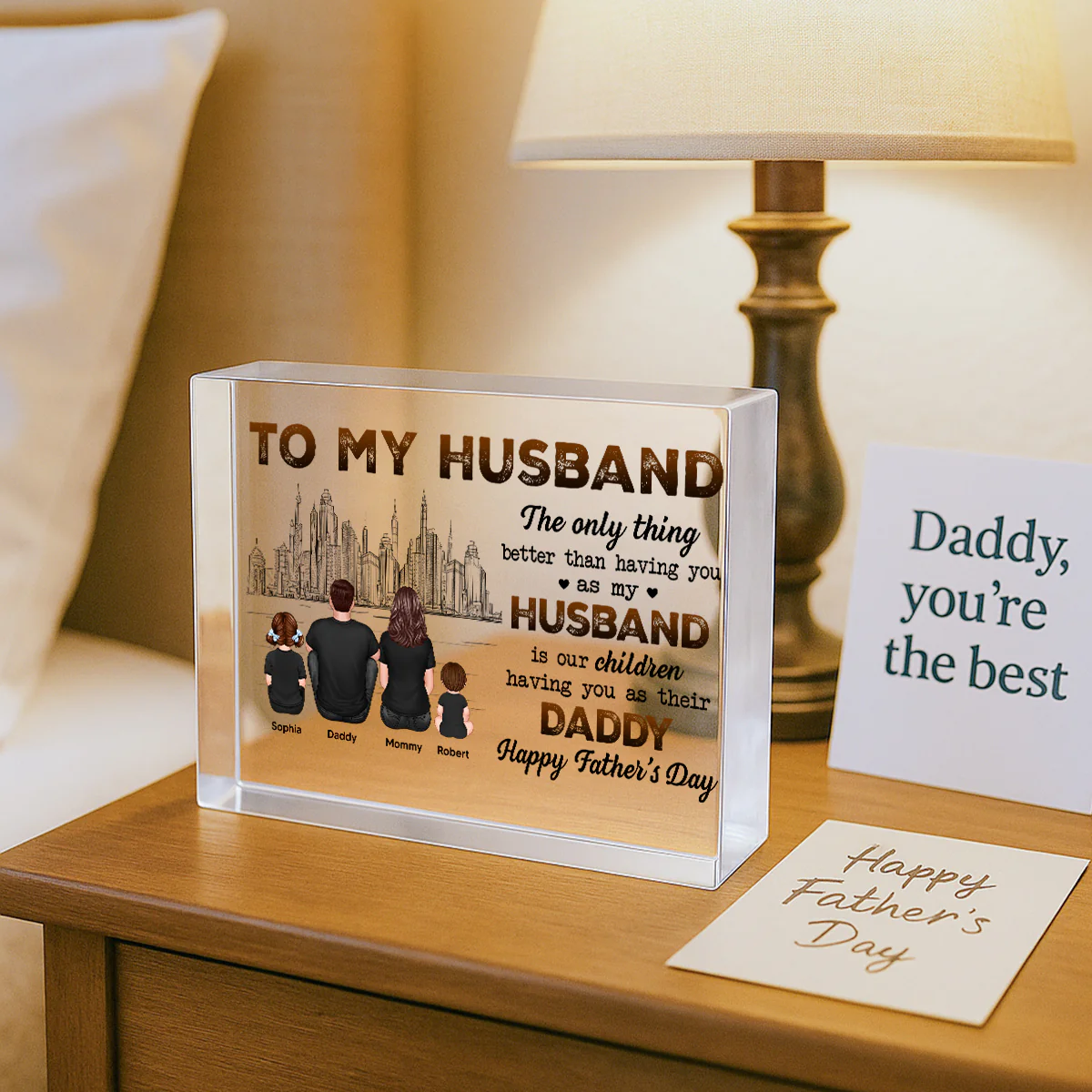 Our Children Having You As Their Daddy Personalized Rectangle Acrylic Block Plaque - Image 4