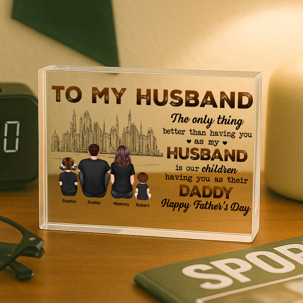 Our Children Having You As Their Daddy Personalized Rectangle Acrylic Block Plaque - Image 5