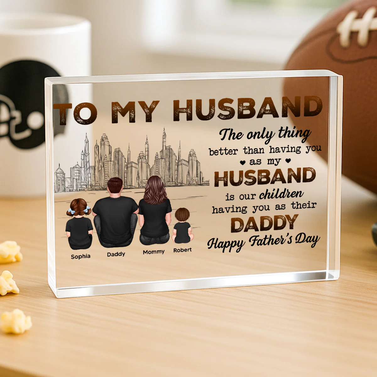 Our Children Having You As Their Daddy Personalized Rectangle Acrylic Block Plaque - Image 6