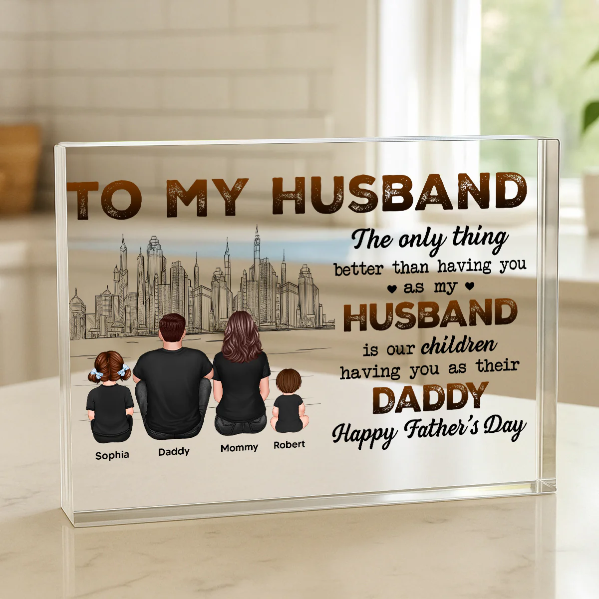 Our Children Having You As Their Daddy Personalized Rectangle Acrylic Block Plaque - Image 7