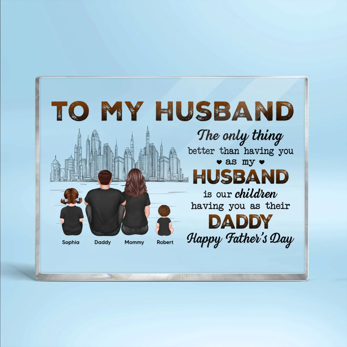 Our Children Having You As Their Daddy Personalized Rectangle Acrylic Block Plaque - Image 9