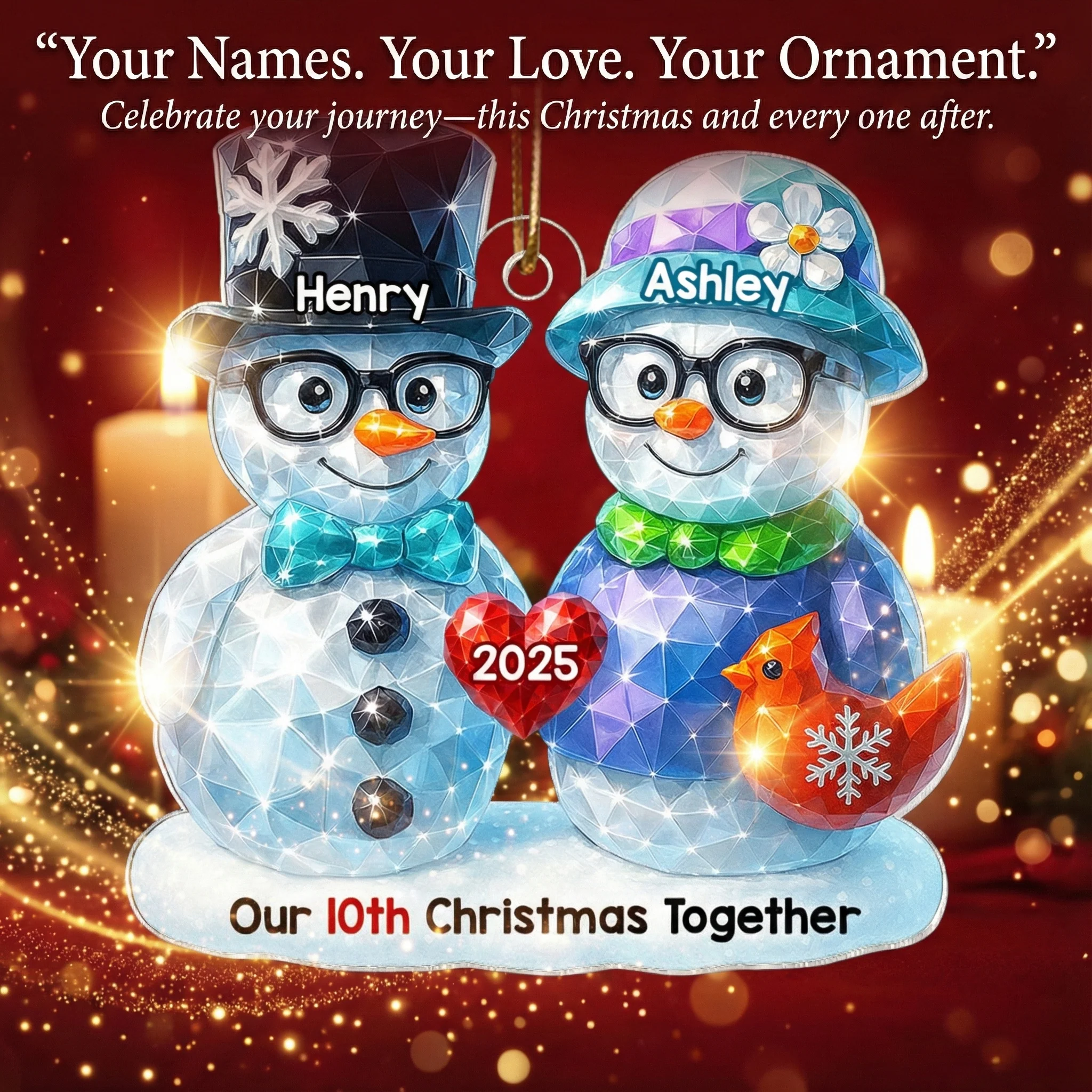 Our Christmas Together 3D Shining Effect - Personalized Acrylic Ornament - Unique Christmas Gift For Him, For Her, For Couple - Image 6