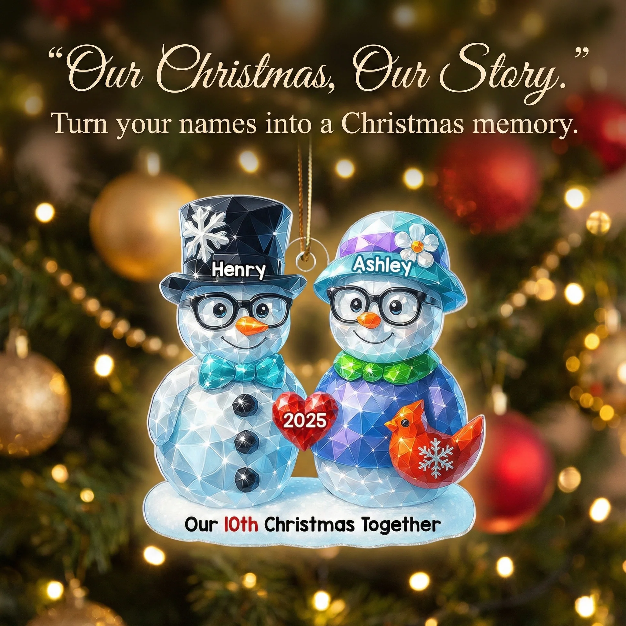 Our Christmas Together 3D Shining Effect - Personalized Acrylic Ornament - Unique Christmas Gift For Him, For Her, For Couple - Image 7