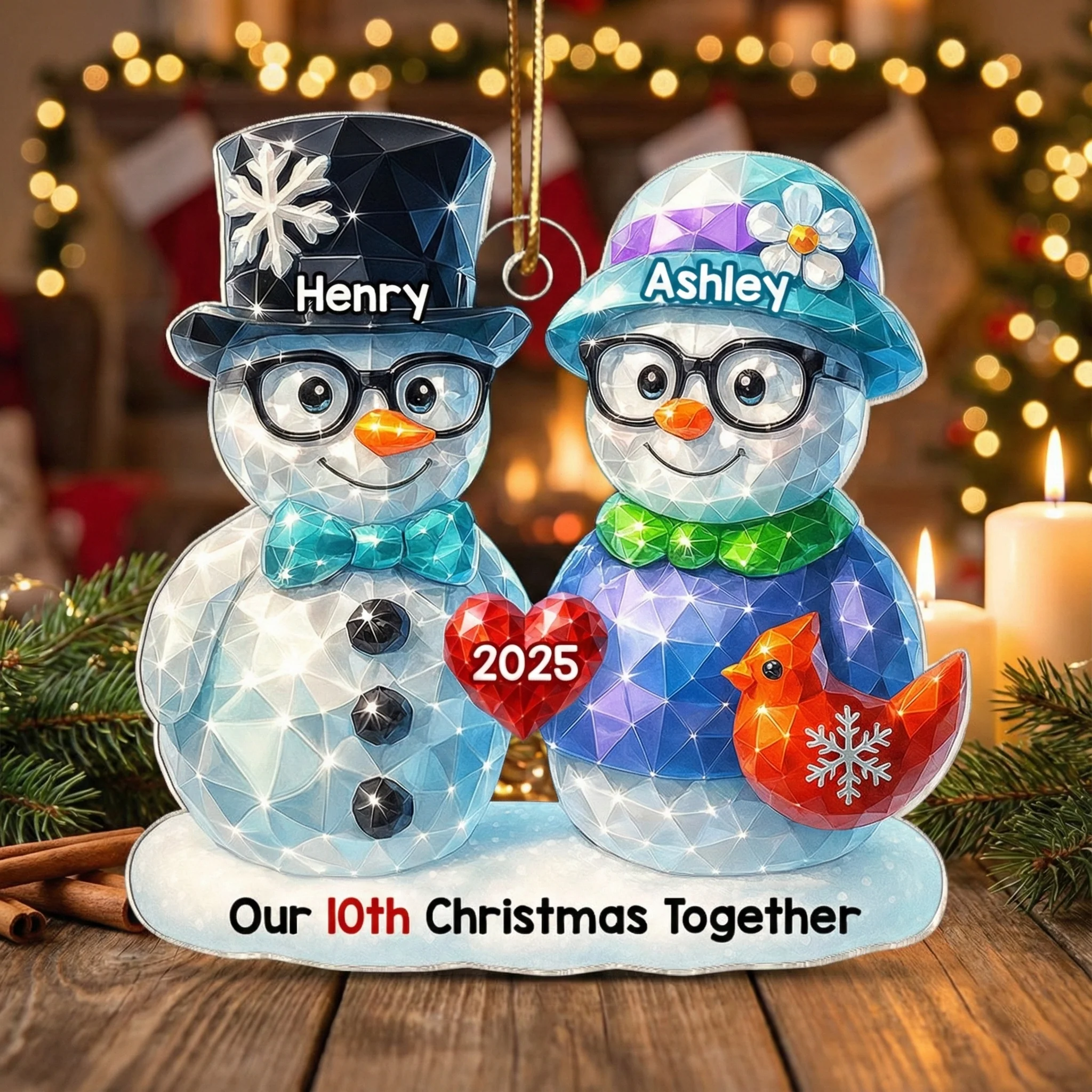 Our Christmas Together 3D Shining Effect - Personalized Acrylic Ornament - Unique Christmas Gift For Him, For Her, For Couple - Image 3