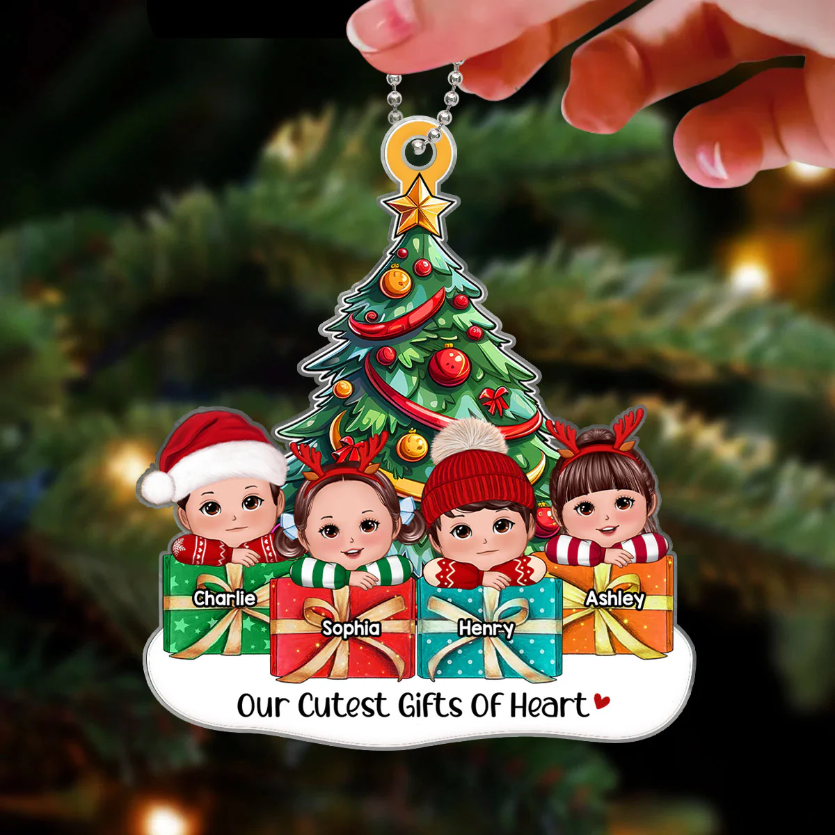 Our Cutest Gifts Of Heart Cute Grandkids On Presents Personalized Acrylic Ornament - Image 3