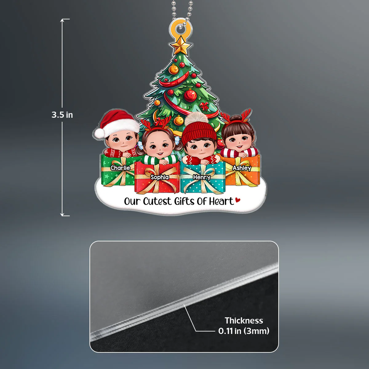 Our Cutest Gifts Of Heart Cute Grandkids On Presents Personalized Acrylic Ornament - Image 4