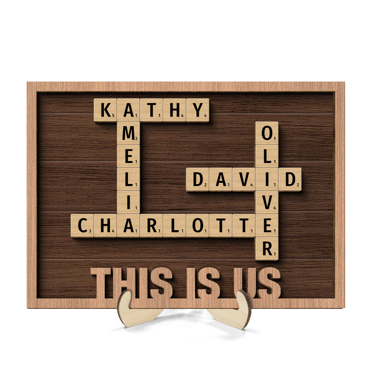 Our Family Crossword Puzzle Art Home Decor Gift Personalized 2-Layer Wooden Plaque - Image 4