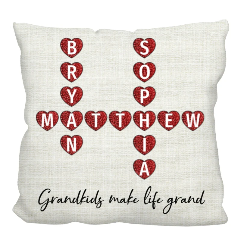Grandkids Make Life Grand Crossword Puzzle Art Personalized Pillow - Image 11