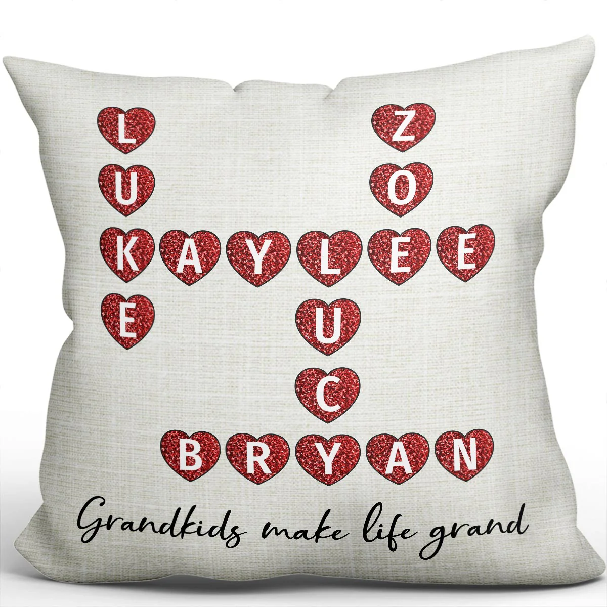 Grandkids Make Life Grand Crossword Puzzle Art Personalized Pillow - Image 8