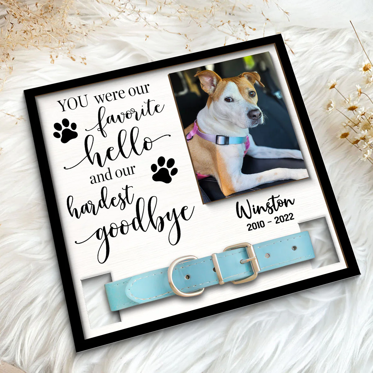 Our Favorite Hello Hardest Goodbye Dog Cat Sympathy Gift Photo Memorial Collar Keepsake Personalized Wooden Pet Collar Holder - Image 5
