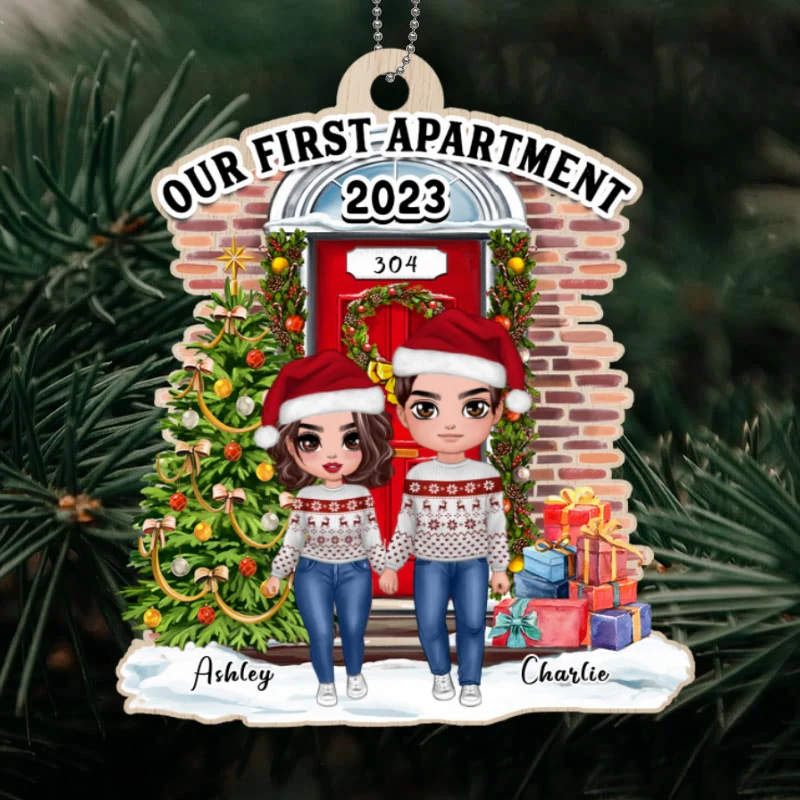 Our First Apartment Doll Couple Personalized Acrylic Ornament - Image 4