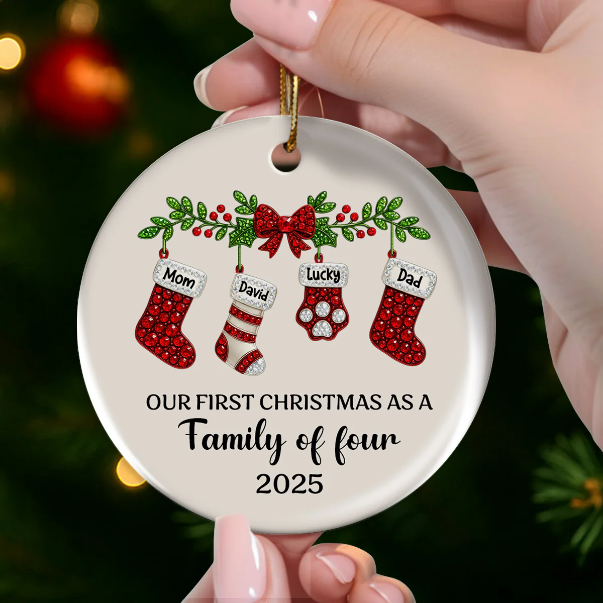 Our First Christmas as a Family, Baby 1st Christmas 3D Crystal Effect - Personalized Ceramic Ornament - Heartwarming Christmas Keepsake - Image 5