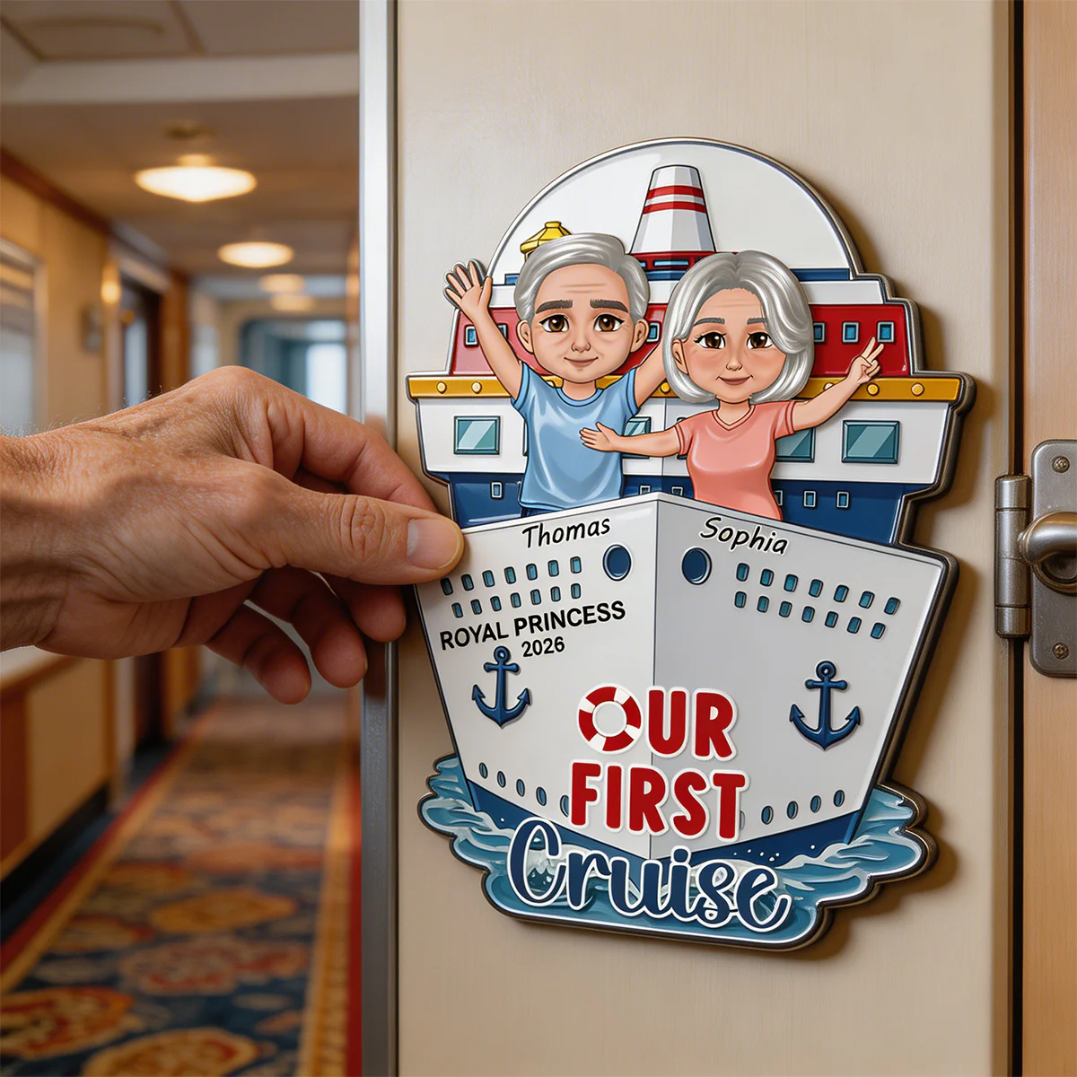 Our First Cruise Happy Couple - Personalized Cruise Ship Door Magnet - First Time Cruise Trip Keepsake - Image 3