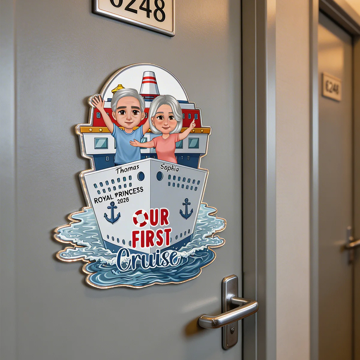 Our First Cruise Happy Couple - Personalized Cruise Ship Door Magnet - First Time Cruise Trip Keepsake - Image 4