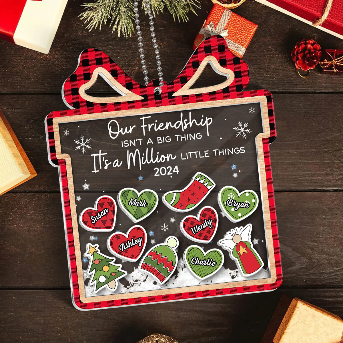 Our Friendship Is A Million Little Things Personalized Shaker Ornament, Christmas Gift For Besties, Best Friends, BFF - Image 2