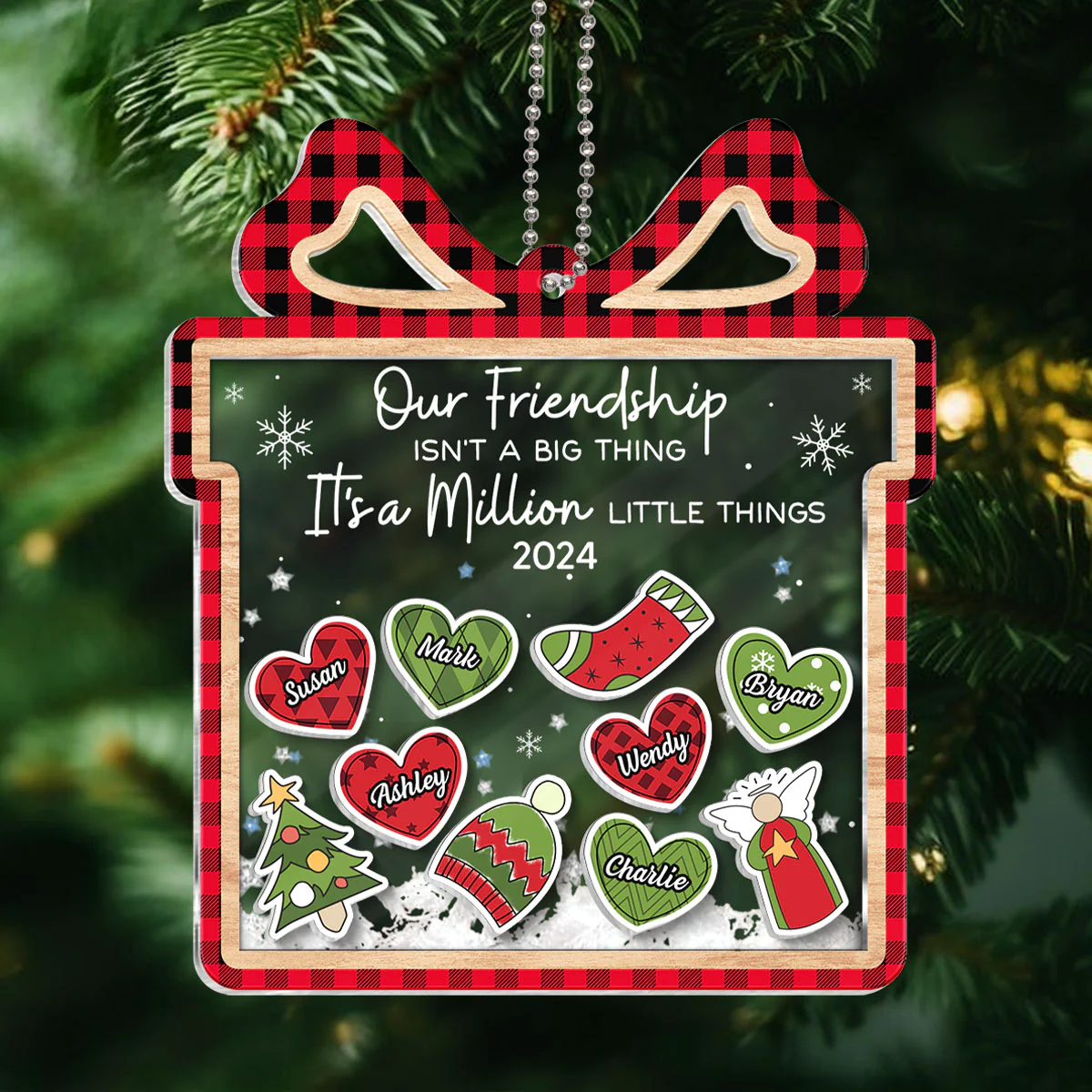 Our Friendship Is A Million Little Things Personalized Shaker Ornament, Christmas Gift For Besties, Best Friends, BFF - Image 3