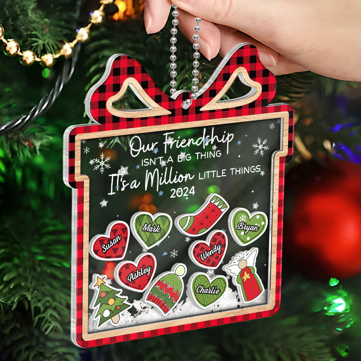 Our Friendship Is A Million Little Things Personalized Shaker Ornament, Christmas Gift For Besties, Best Friends, BFF - Image 4