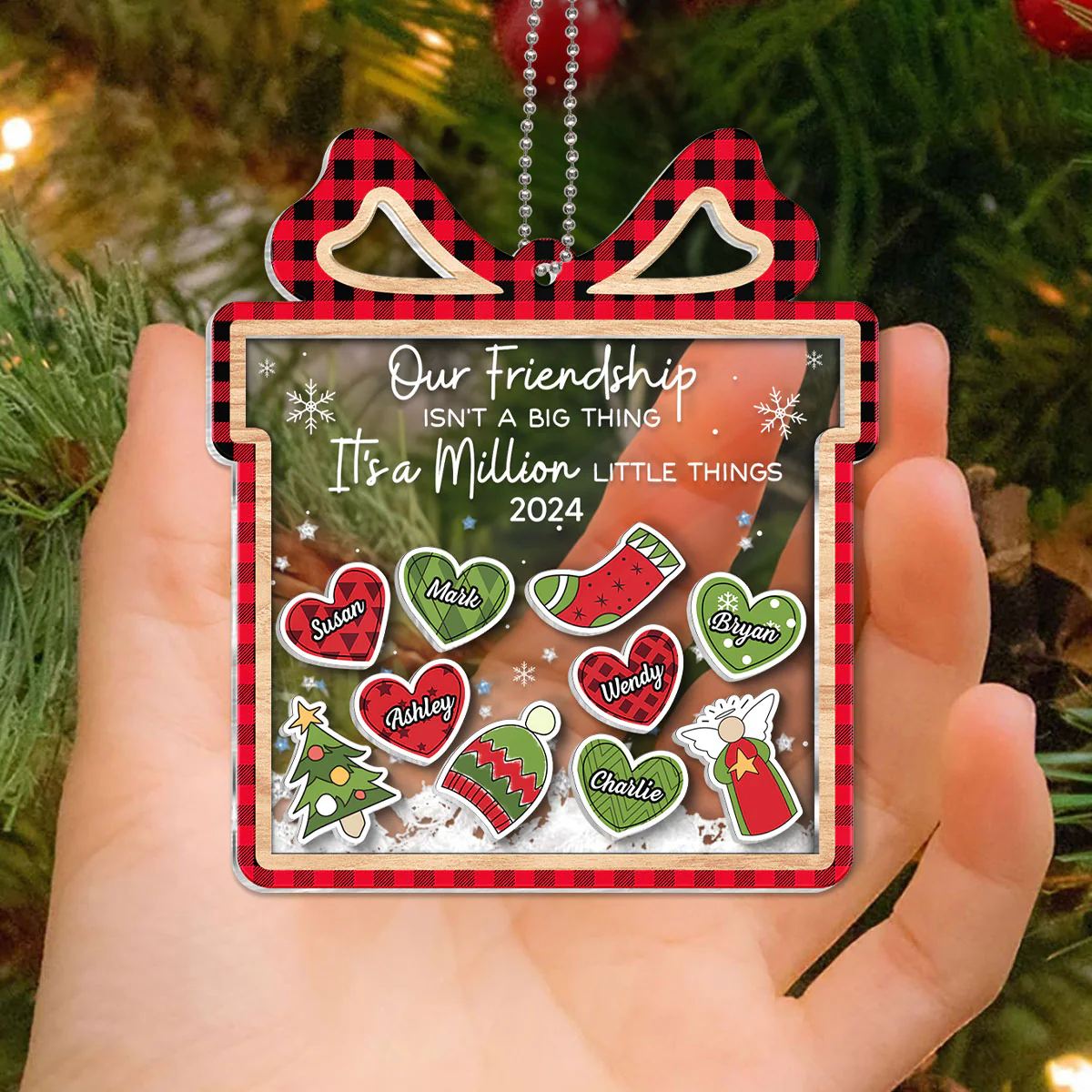 Our Friendship Is A Million Little Things Personalized Shaker Ornament, Christmas Gift For Besties, Best Friends, BFF - Image 6