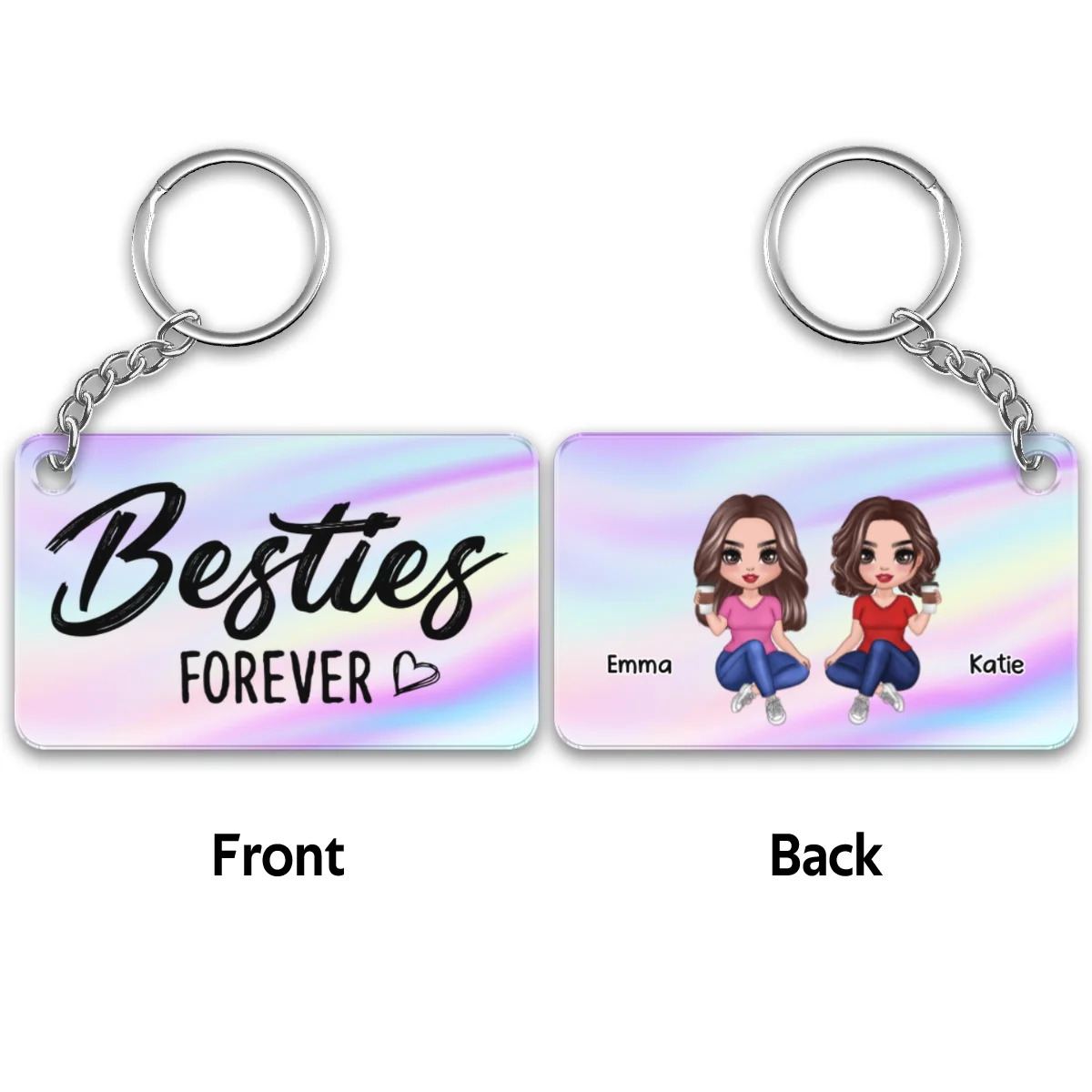Our Friendship Is A True Blessing Pretty Doll Women Besties Sisters Personalized Acrylic Keychain - Image 4