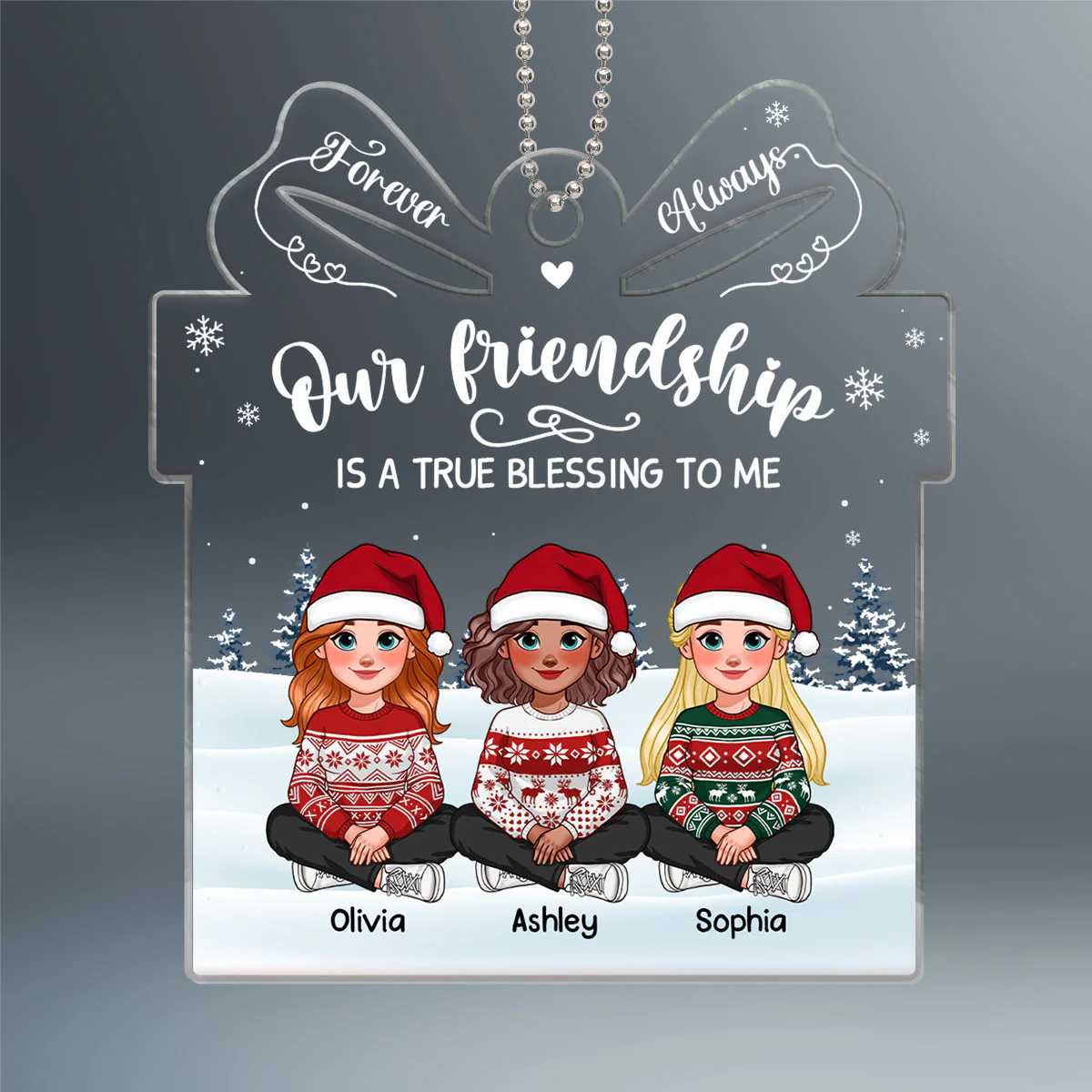 Our friendship Is A True Blessing To Me Personalized Acrylic Ornament, Gift For Best Friends - Image 2