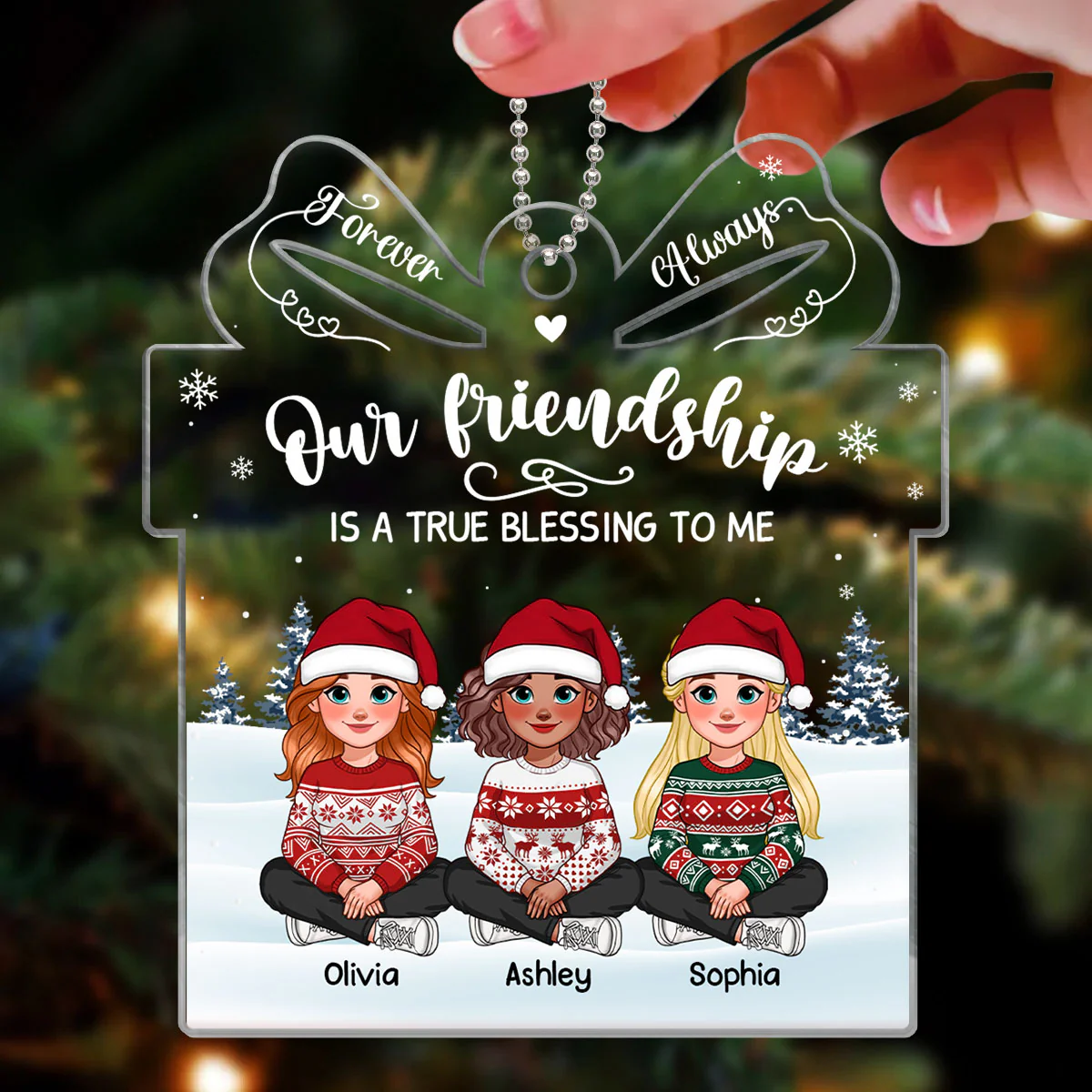 Our friendship Is A True Blessing To Me Personalized Acrylic Ornament, Gift For Best Friends - Image 3