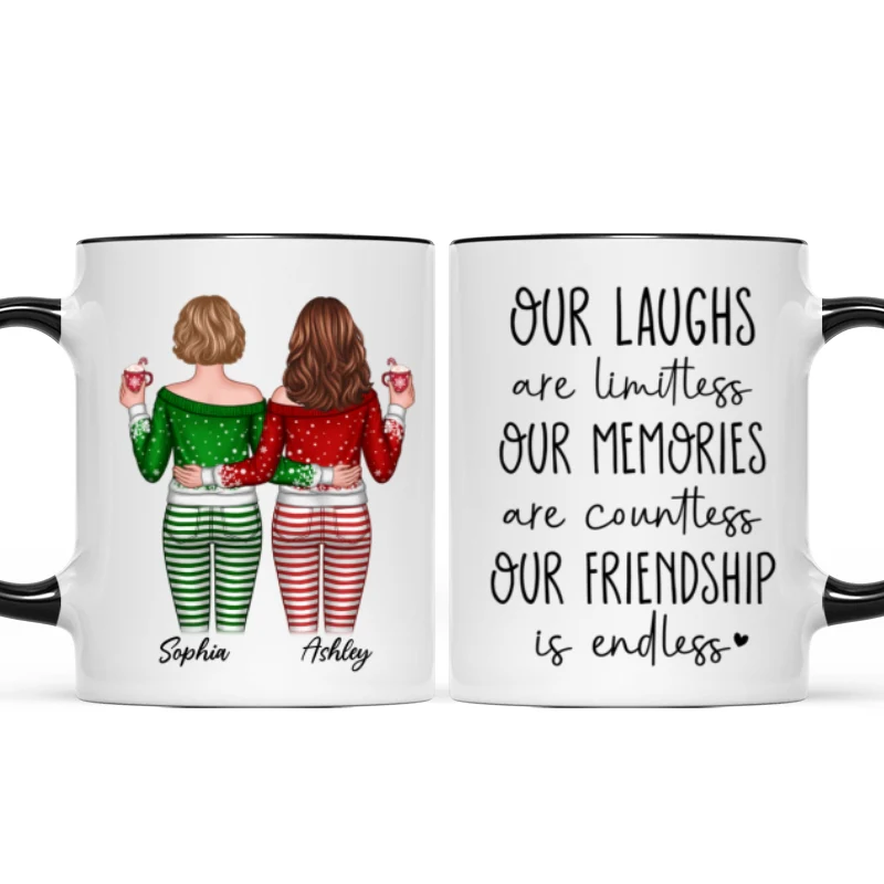 Our Friendship Is Endless Besties Back View Christmas Personalized Mug - Image 2