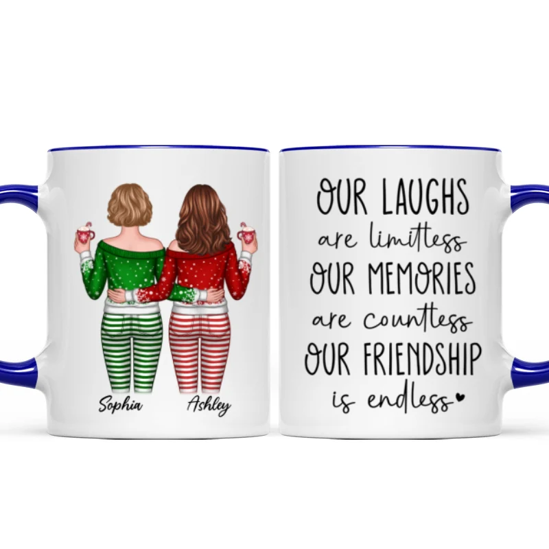 Our Friendship Is Endless Besties Back View Christmas Personalized Mug - Image 3