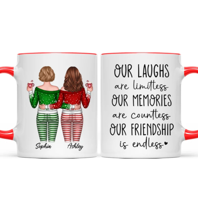 Our Friendship Is Endless Besties Back View Christmas Personalized Mug - Image 4