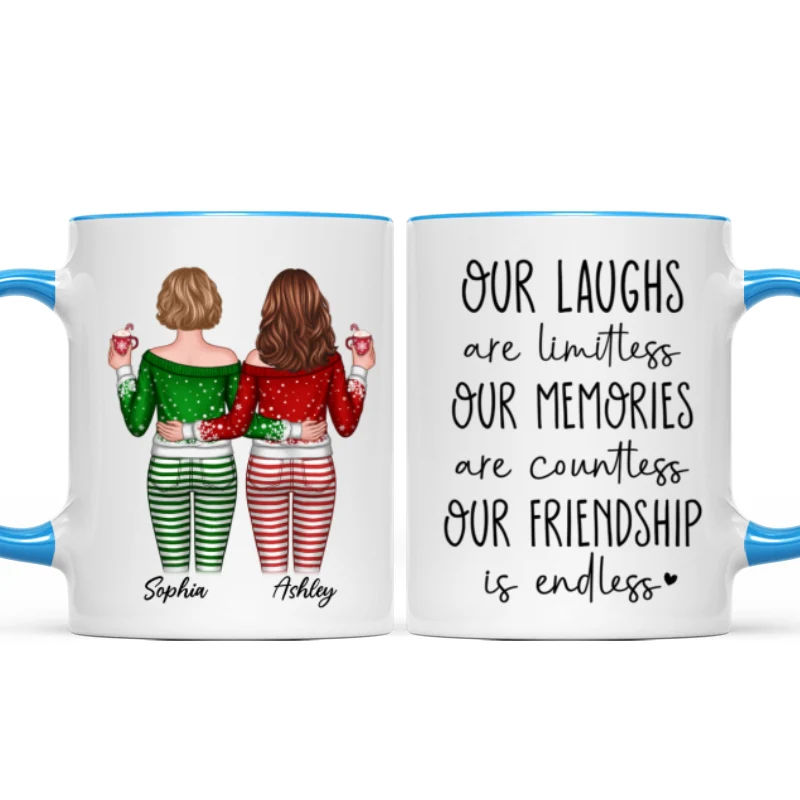 Our Friendship Is Endless Besties Back View Christmas Personalized Mug - Image 5