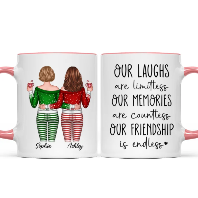 Our Friendship Is Endless Besties Back View Christmas Personalized Mug - Image 6