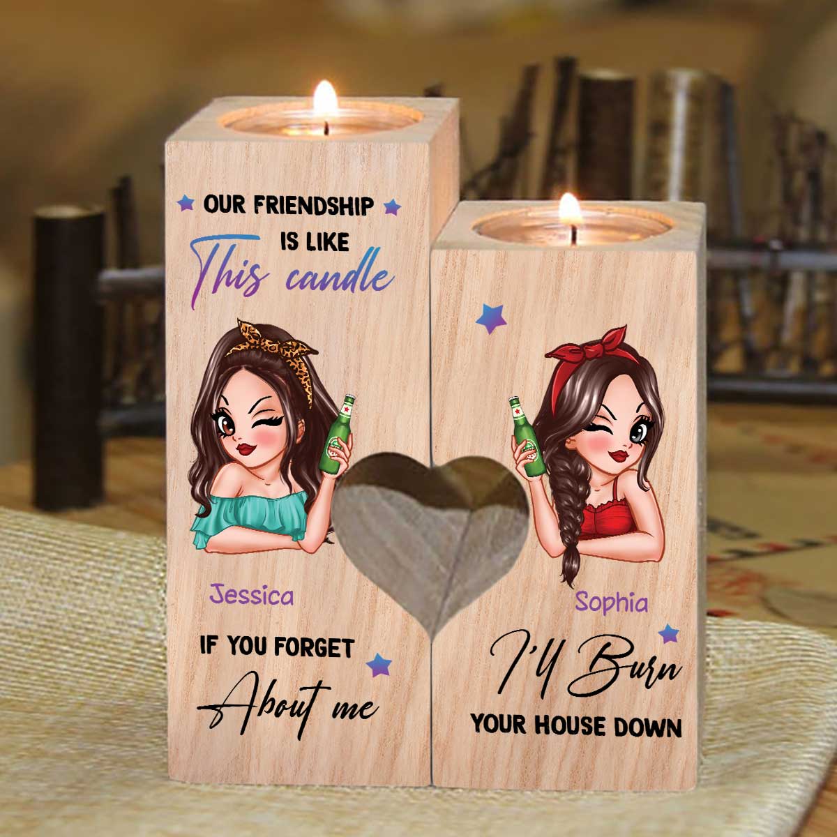 Our Friendship Is Like This Candle Personalized Candle Holder, Birthday Christmas Gift For Best Friends, Besties - Image 4