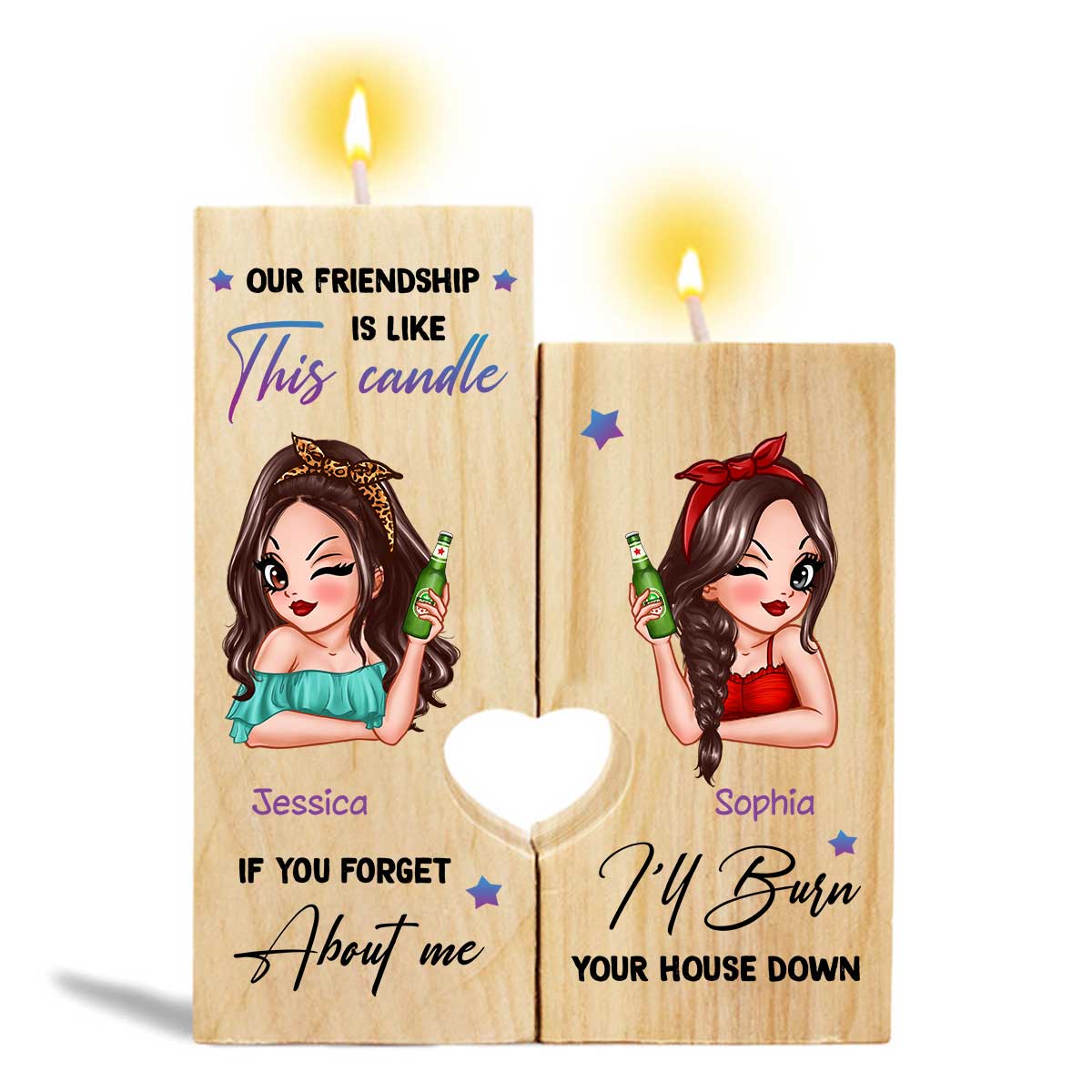 Our Friendship Is Like This Candle Personalized Candle Holder, Birthday Christmas Gift For Best Friends, Besties - Image 5