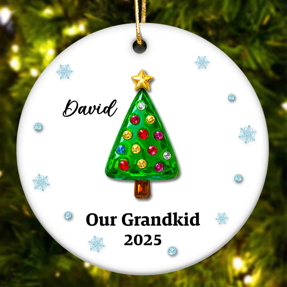Our Grandkids 3D Crystal Effect Christmas Tree - Personalized Ceramic Ornament - Christmas Gift for Grandma, Grandpa - Image 11
