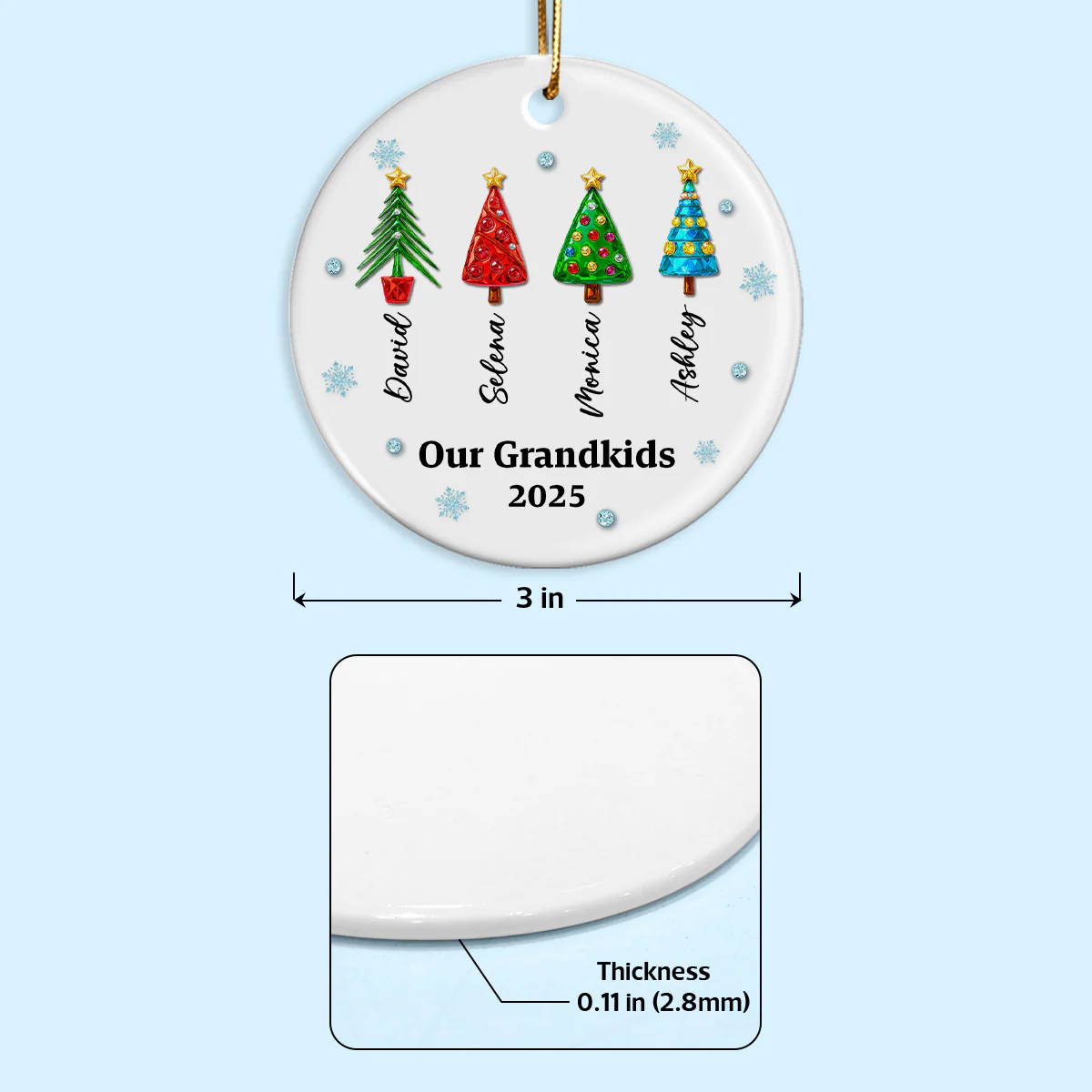 Our Grandkids 3D Crystal Effect Christmas Tree - Personalized Ceramic Ornament - Christmas Gift for Grandma, Grandpa - Image 9