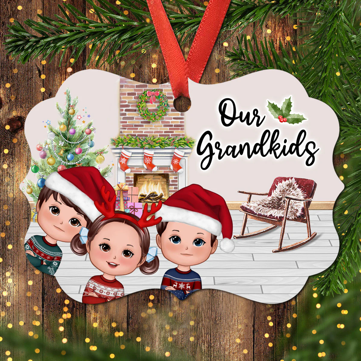 Our Grandkids Christmas Peeking Doll Kids Gift For Grandma Grandpa Personalized Christmas Ornament - Image 2
