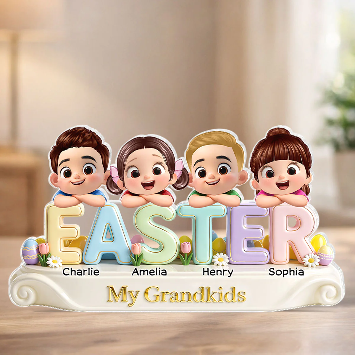 Our Grandkids Easter - Personalized Acrylic Block Plaque - Easter Decor for Grandma, Grandparents - Image 4