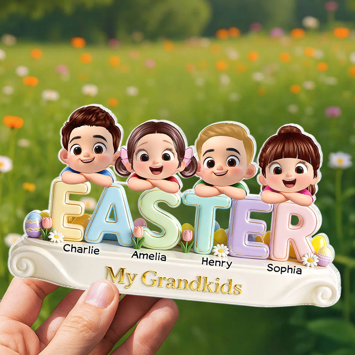 Our Grandkids Easter - Personalized Acrylic Block Plaque - Easter Decor for Grandma, Grandparents - Image 5