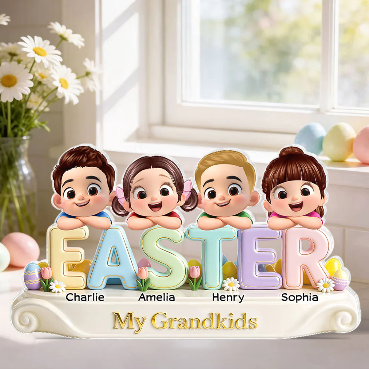 Our Grandkids Easter - Personalized Acrylic Block Plaque - Easter Decor for Grandma, Grandparents - Image 6