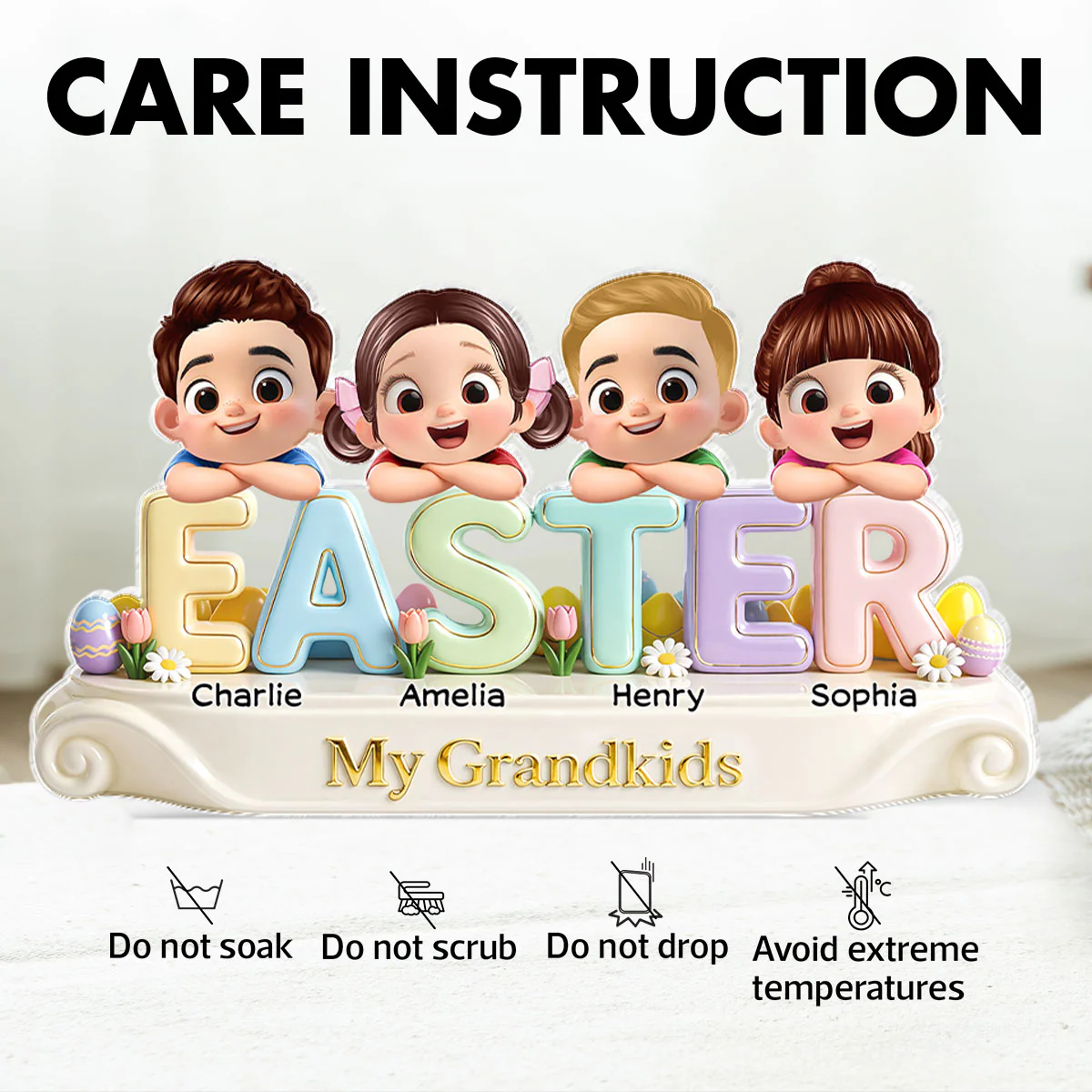 Our Grandkids Easter - Personalized Acrylic Block Plaque - Easter Decor for Grandma, Grandparents - Image 8
