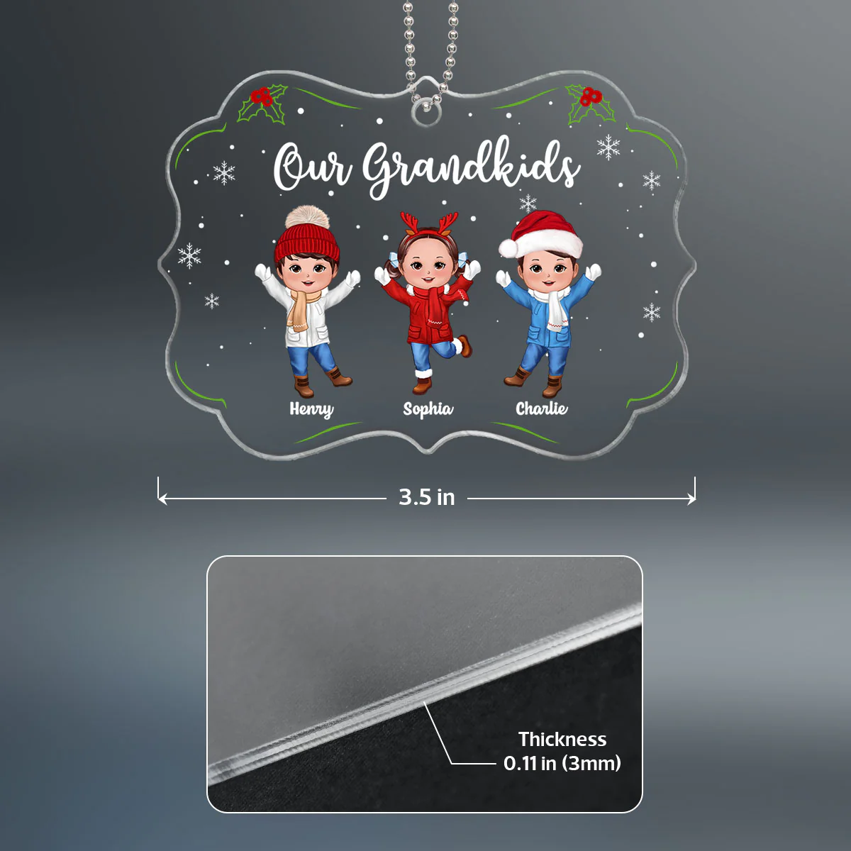 Our Grandkids Happy Doll Kids Gift For Grandparents Personalized Acrylic Ornament - Image 4