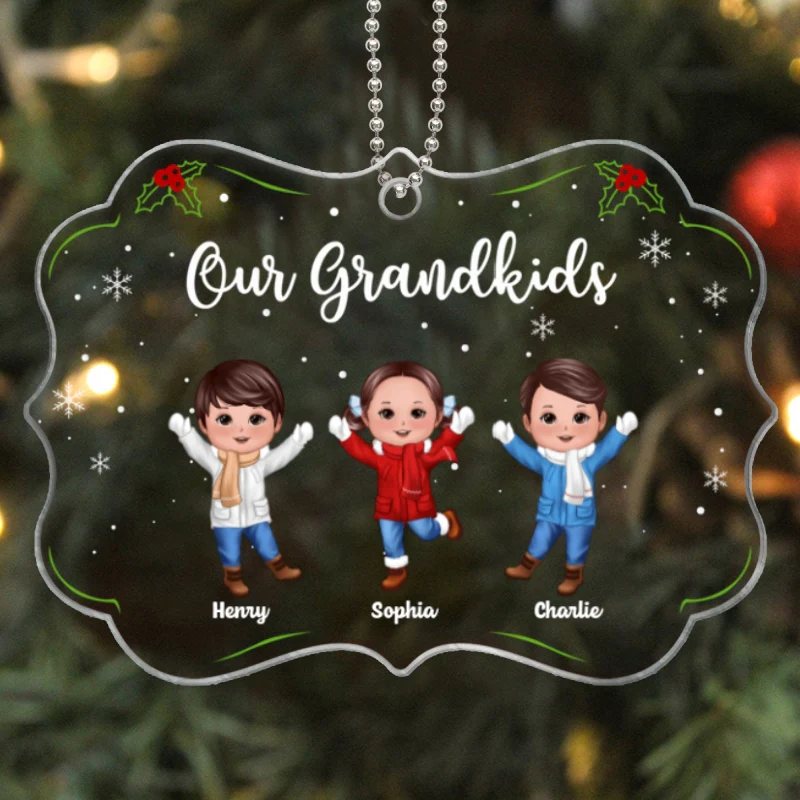 Our Grandkids Happy Doll Kids Gift For Grandparents Personalized Acrylic Ornament - Image 5