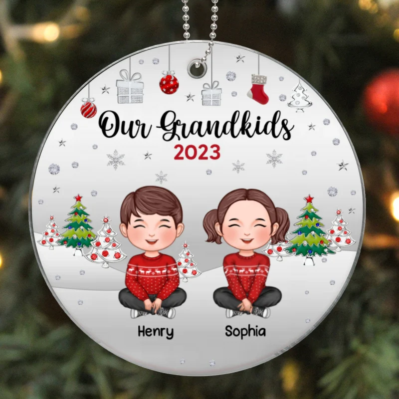 Our Grandkids Metal Snow Personalized Acrylic Ornament - Image 5