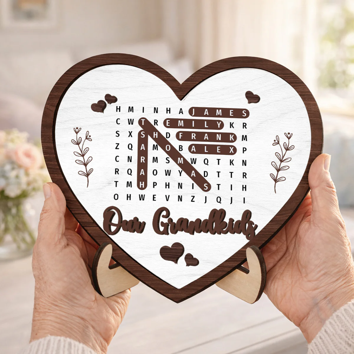 Our Grandkids Word Search Puzzle - Personalized 2-Layered Wooden Plaque - Gift for Grandma - Image 4