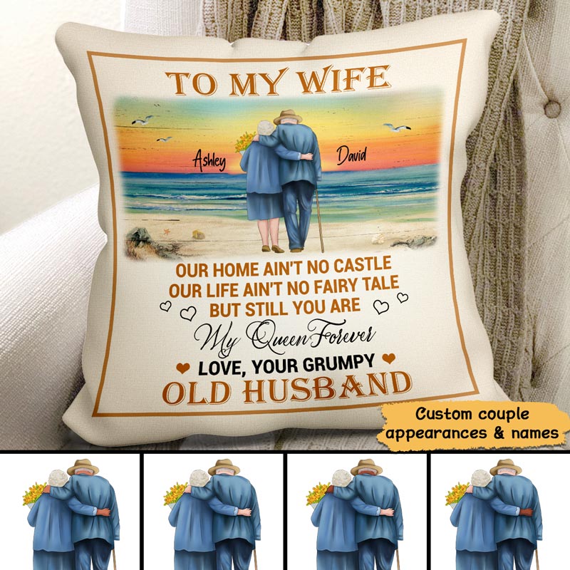 Our Home Ain‘t No Castle Couple Personalized Pillow - Image 2